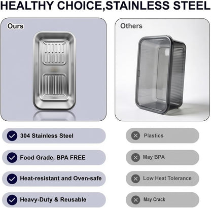 QCQHDU Bread Box, Time Recording 304 Stainless Steel Corner Fresh Bread Box Airtight Keeper Food Storage Container for Kitchen Countertop Homemade Breadbox BPA Free, 5800ML Large Capacity, 1 Pack