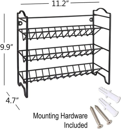 SWOMMOLY Spice Rack Organizer with 18 Empty Square Spice Jars, 396 Spice Labels with Chalk Marker and Funnel Complete Set, Spice Organizer for Countertop, Cabinet or Wall Mount, Black