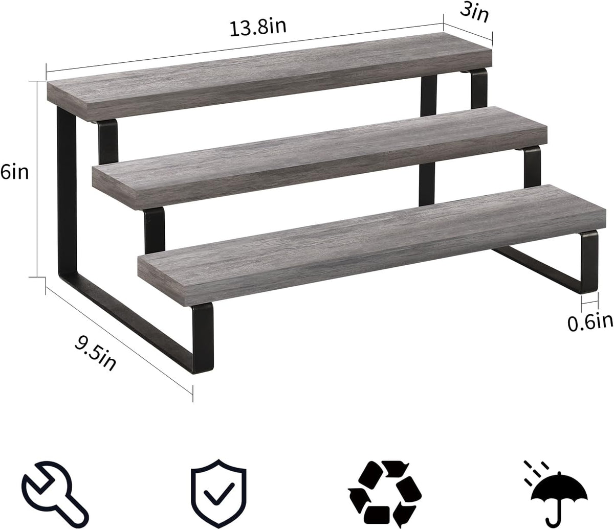 YINMIT Wooden Display Riser Stand, Tiered Perfume and Cologne Organizer Stand, 4 Tier Spice Rack Organizer, Rustic Display Shelf for Candles (4 Tier)