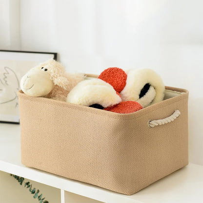 Fabric Storage Bins 12x8x5 inch [6-Pack] with Rope Handles - Decorative Baskets for Organizing