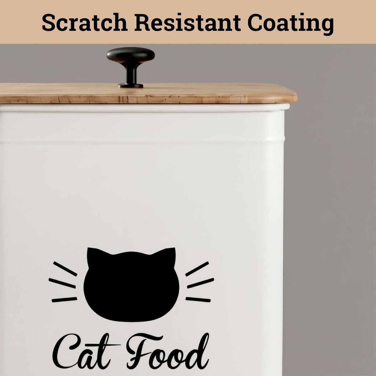 Cat Food Storage Container with Scoop - 5-7 lb (25 Cup) Capacity Metal Cat Food Container with Airtight Bamboo Lid and Metal Scoop - Airtight Pet Food Storage Containers 5 lb - 7 lb Kibble Container