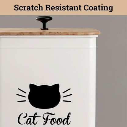 Cat Food Storage Container with Scoop - 5-7 lb (25 Cup) Capacity Metal Cat Food Container with Airtight Bamboo Lid and Metal Scoop - Airtight Pet Food Storage Containers 5 lb - 7 lb Kibble Container