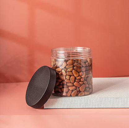 Lawei 8 Pack 34 oz Clear Plastic Jars with Black Lids - Plastic Food Storage Jars for Kitchen & Household Storage of Dry Goods, Nuts, Cookie and more