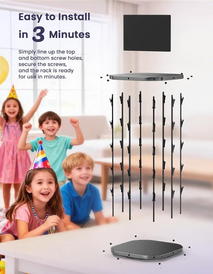 Chip Rack Display Stand with Heavy-Duty 360° Smooth-Rotating Metal Base, 5 Tiers 40 Clips Chip Bag Holder Display, Candy Stand, Snack Organizer for Countertop, Party, Store Concession Stand