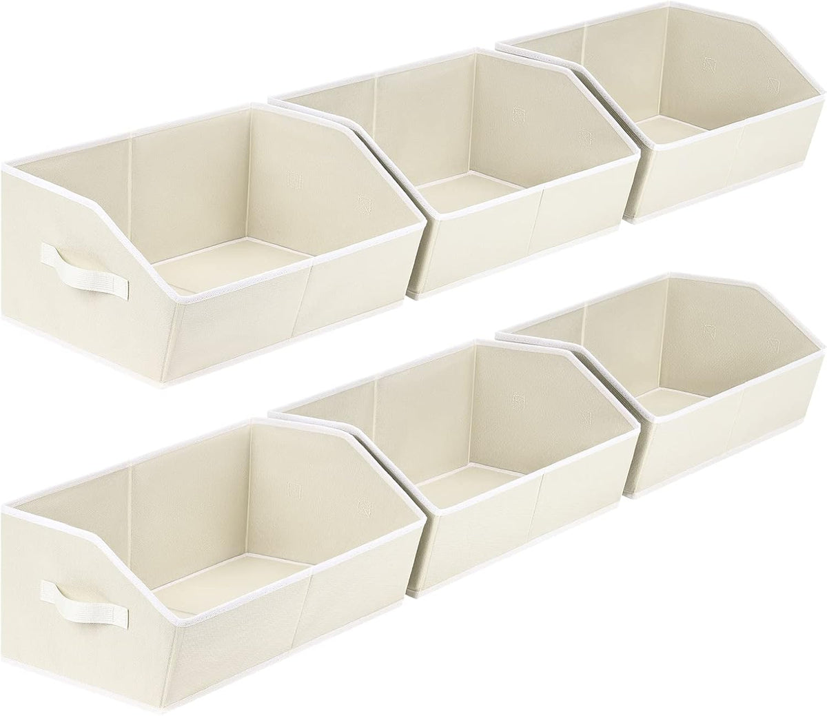 Homsorout Closet Organizers Bins 6 Packs - Large Closet Shelf Organizer with Handles, Fabric Trapezoid Storage Bins, Collapsible Storage Cubes for Clothes, Towels, Light Gray