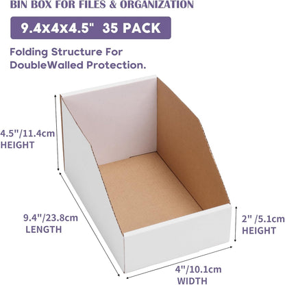 EXYGLO Cardboard Boxes, Pack of 35 Corrugated Storage Bins 12x6x4.5 inch Pantry Organizer Bins for Shelves Garage Office Organization