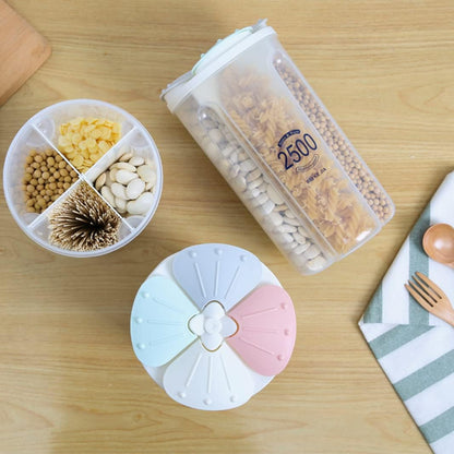 Airtight Kitchen Food Storage Container, Leak-Proof BPA Free Plastic Plastic Dry Cereal Dispensers Containers with Durable Lids for Flour, Sugar, Rice (1500ml-3 Grid)