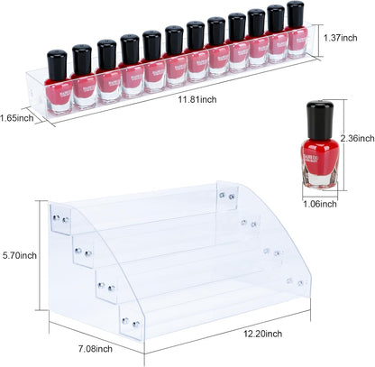 KINGROW Nail Polish Organizer Holder Rack 6 Layers Acrylic Display Shelf For Eyeglasses Essential Oils Ink Storage Holds Up to 96 Bottles (Fit 1-2oz Bottles)