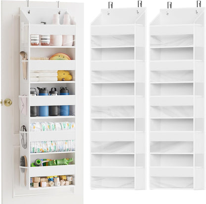 SpaceAid Over The Door Organizer with 5 Large Pockets and 10 Mesh Side Pockets, 5 Layers Door Organizer Hanging with Clear Window for Bedroom, Bathroom, Pantry and Nursery, Gray