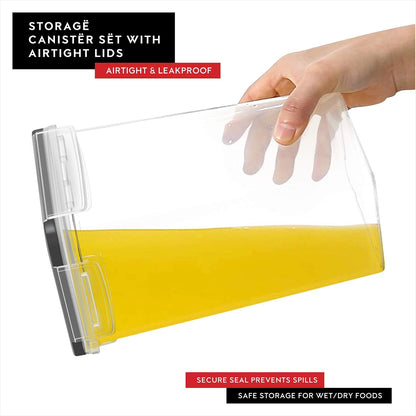 DWËLLZA KITCHEN Airtight Food Storage Container Set - 8 Pieces 1.4L - Plastic BPA Free Kitchen Pantry Storage Containers with Lids - Dishwasher Safe - Include 8 Labels - Keeps Food Fresh & Dry