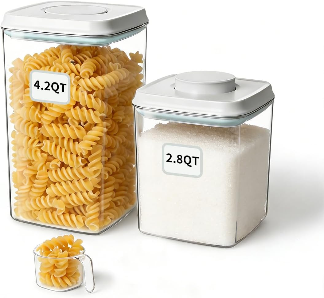 Airtight Food Storage Container with One-Touch Lid, 2.8 QT / 2.65 L Stackable BPA-Free PET for Coffee, Sugar, Spices & Pantry Organization.