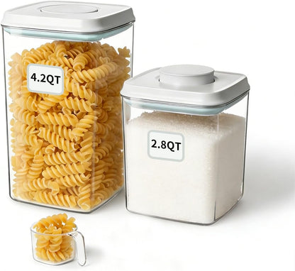 Airtight Food Storage Container with One-Touch Lid, 2.8 QT / 2.65 L Stackable BPA-Free PET for Coffee, Sugar, Spices & Pantry Organization.