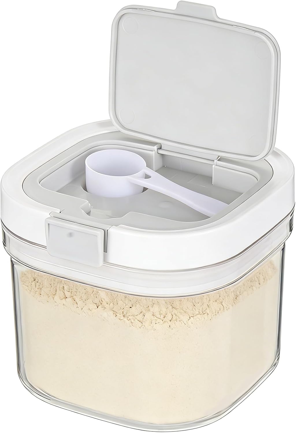FMOACEN 27 oz Protein Powder Container with Measuring Spoon Airtight Protein Container Moisture-Proof Food Storage Canister for Coffee Sugar Flour Cereal and Dry Foods, Stackable and Easy to Clean
