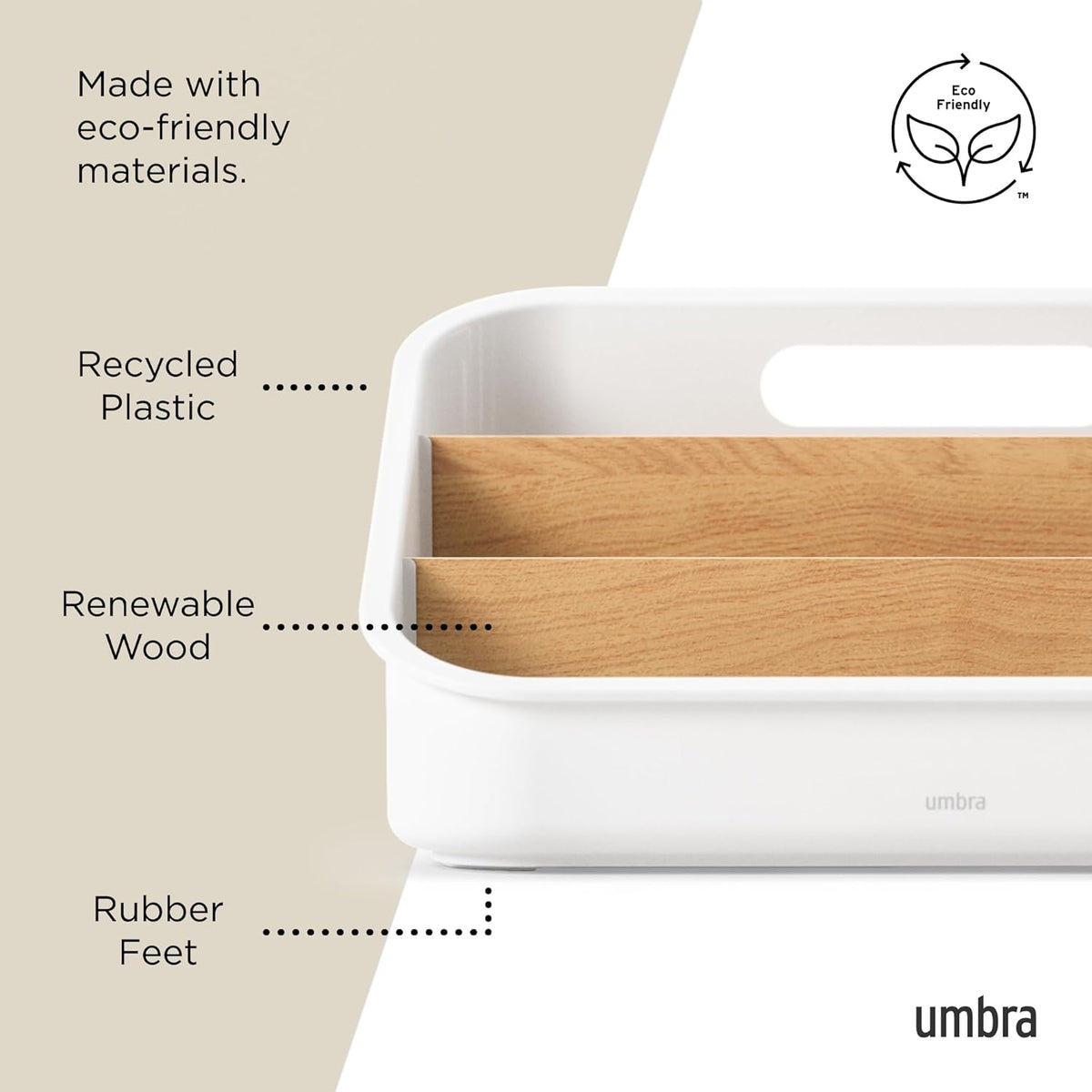 Umbra Bellwood Packet Organizer, Divided Tray for Pantry Ingredients and Other Small Items, Made of Durable Plastic and Wood, Walnut/Black