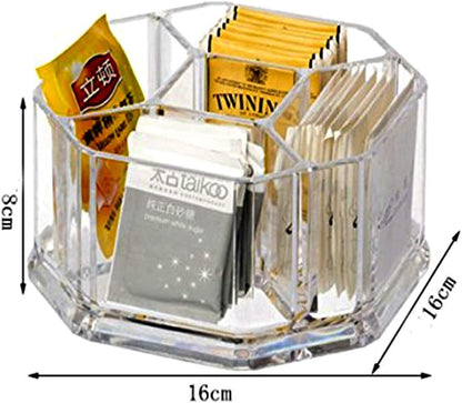 Clear Acrylic Two Lattices Tea Bags Holder Coffee Sugar Bag Case Guest Room Storage Boxes YTBH-001