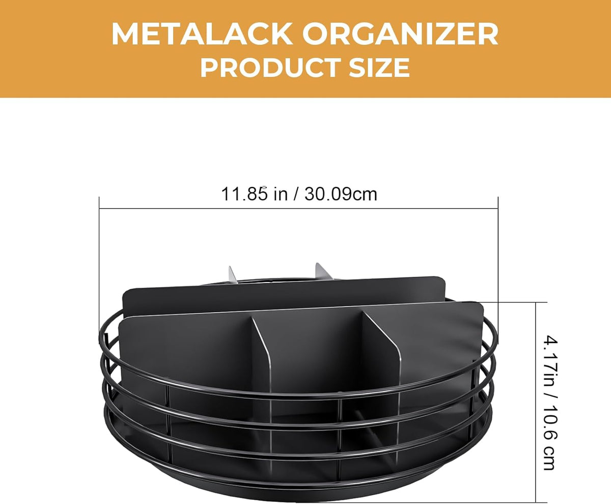 Snack Organizer - Versatile Snack Storage 2 Tier Lazy Susan with Convenient Grab-and-Go Design, Wood and Metal Snack Holder for Home, Office, Breakroom, 12.13" L x 12.13" W x 12.56" H