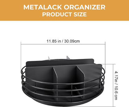 Snack Organizer - Versatile Snack Storage 2 Tier Lazy Susan with Convenient Grab-and-Go Design, Wood and Metal Snack Holder for Home, Office, Breakroom, 12.13" L x 12.13" W x 12.56" H