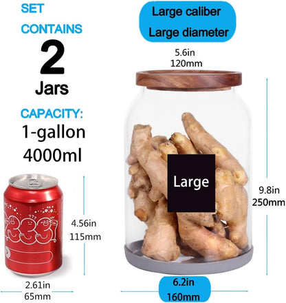 SAIOOL Glass Jars with Airtight Lid [Set of 4],Kitchen Canisters, Borosilicate Storage Containers,Retro Design, jars for Candy,Cookie,Rice,Sugar,Flour, Flour,Pasta,Nuts and Spice Jars