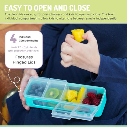 melii Snackle Box | 4 Compartment Snack Container with Individual Lids, BPA-Free Food Storage for Travel, School & On-the-Go Snacks, Kids & Family Organizer (Berry)