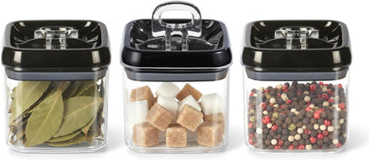 Felli Flip Tite Storage Container with Built-In Spoon & Airtight Lid 5” Large-M Ring Flip Top, Stackable Acrylic Canister for Sugar Flour Powder, Kitchen Pantry Organizer (1.8qt), 2 spoons