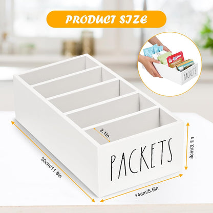 Seasoning Packet Organizer, Spice Packet Storage Organizer with 5 Compartments, Wooden Food Packet Organizer, Caddy Storage for Kitchen Pantry Cabinet, Modern Kitchen Organization Bins(Black)
