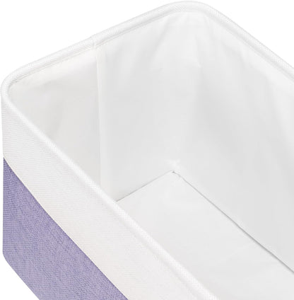 Univivi 4PC Small Fabric Storage Bins,15x6x5 inch Long Narrow Storage Baskets with PU Handles for Closet,Cabinet,Countertop Organizing Small Items (Gray,15x6x5 inch)