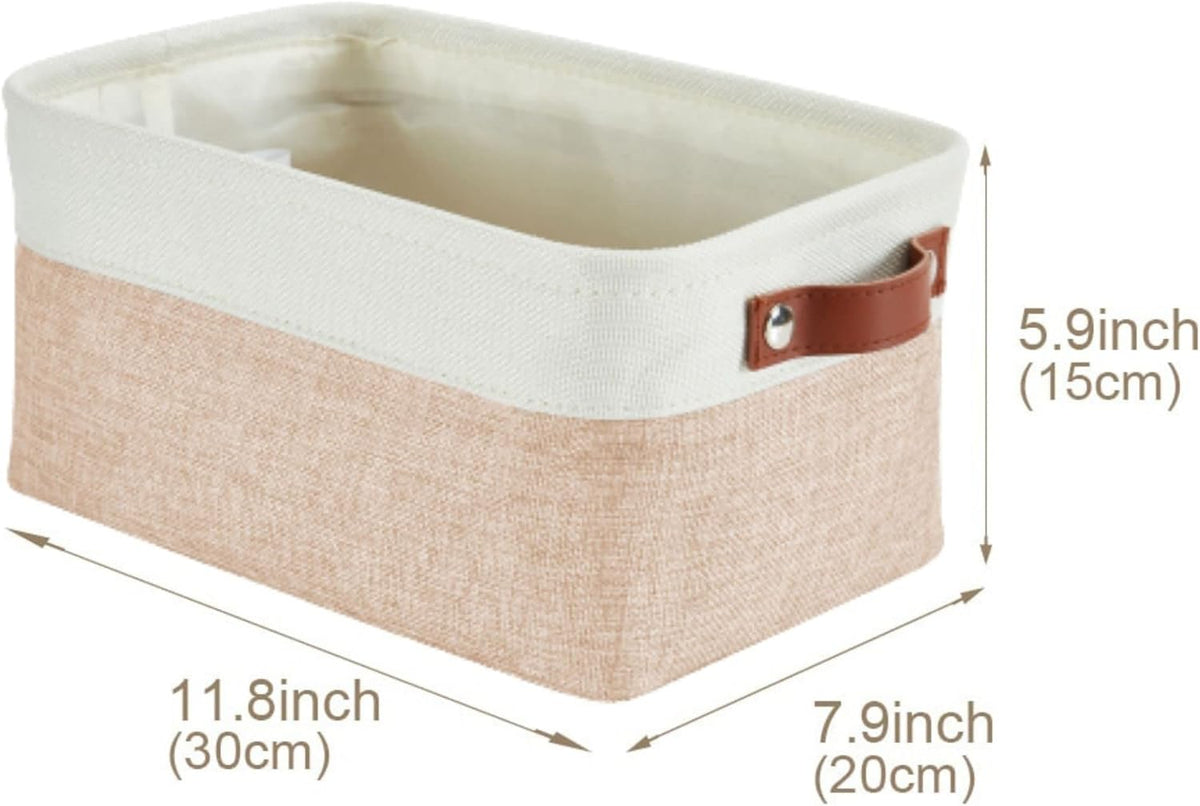 DECOMOMO Storage Bins, Large Fabric Storage Baskets for Shelves, Decorative Linen Closet Organizer, 15 x 11 x 9.5 inches (Beige & White, 3 Pack)