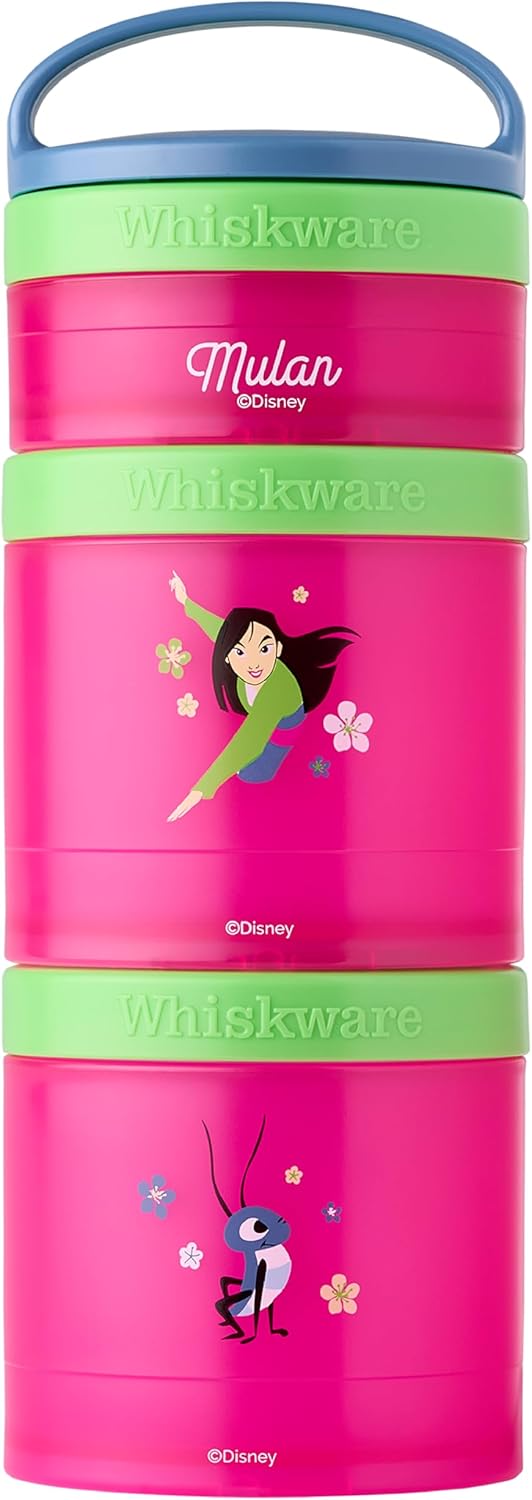 Whiskware Bluey Stackable Snack Containers for Babies, Toddlers, and Kids, 3 Stackable Snack Cups for School and Travel, Cupholder Friendly, Bluey and Bingo! Let’s Do This!