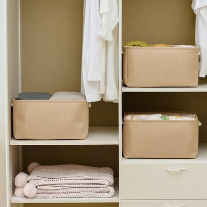 Fabric Storage Bins 12x8x5 inch [6-Pack] with Rope Handles - Decorative Baskets for Organizing