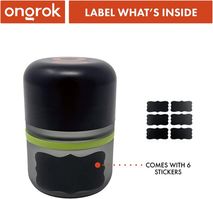 ONGROK Glass Storage Jar, 180ml | UV Herb/Spice Jar with Child‑Resistant Lid, Color‑Coded Glass Containers to Preserve Smell and Aroma