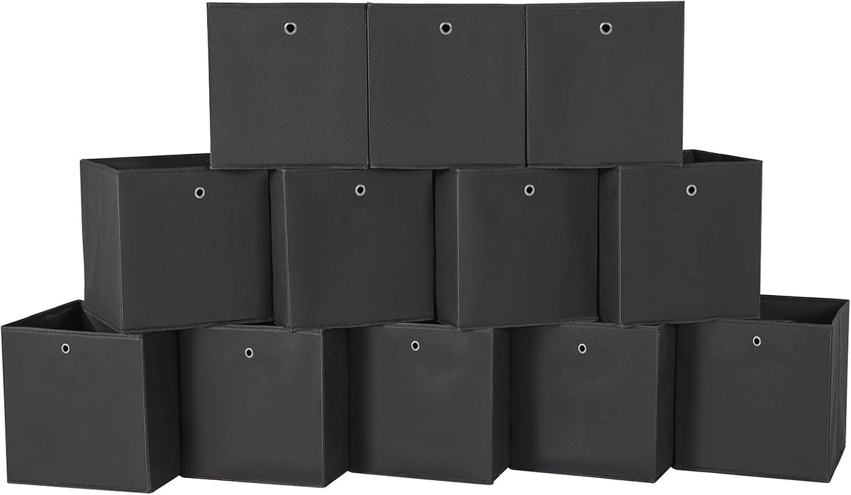 Black Foldable Storage Cubes Bins ,11 Inch Cloth Storage Cube Fabric Storage Box Cubes Organizer Baskets with Handles for Home Organizer Set of 3 (Black)