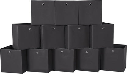 Black Foldable Storage Cubes Bins ,11 Inch Cloth Storage Cube Fabric Storage Box Cubes Organizer Baskets with Handles for Home Organizer Set of 3 (Black)