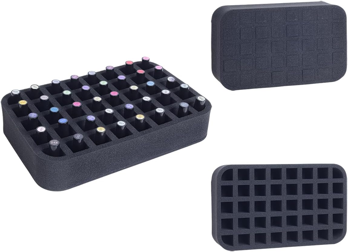 2 Pack Nail Polish Organizer Holder Foam Pad with Slots for Storage 60 Bottles (15ml/0.5fl.oz) Nail Polish or Essential Oil Tray for Drawers Black