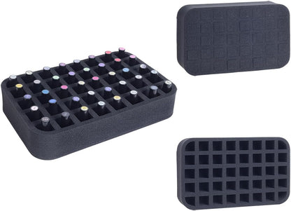 2 Pack Nail Polish Organizer Holder Foam Pad with Slots for Storage 60 Bottles (15ml/0.5fl.oz) Nail Polish or Essential Oil Tray for Drawers Black