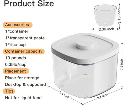 20-25 lbs Rice Dispenser,10.5 Qt/10 L/22-25 lbs Rice Container Storage with Measuring Cup & Brush Food Cereal Container Bins Household for Kitchen Pantry Organization (AY-10KG-WHITE)