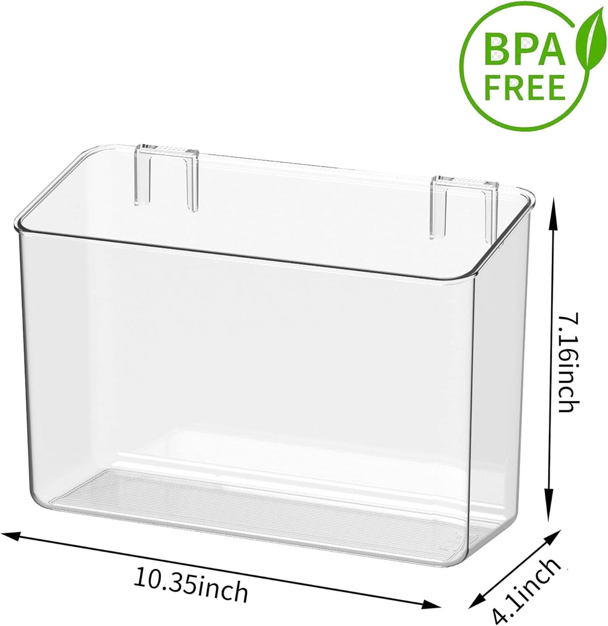 vacane Plastic Adhesive Mount Over Cabinet Door Organizer, Wall Organization Container Makeup Organizer Hanging Basket Bins for Kitchen, Pantry, Craft Room, Office, Space Saving Holder