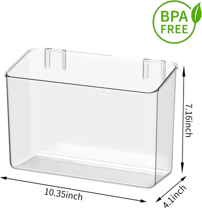 vacane Plastic Adhesive Mount Over Cabinet Door Organizer, Wall Organization Container Makeup Organizer Hanging Basket Bins for Kitchen, Pantry, Craft Room, Office, Space Saving Holder