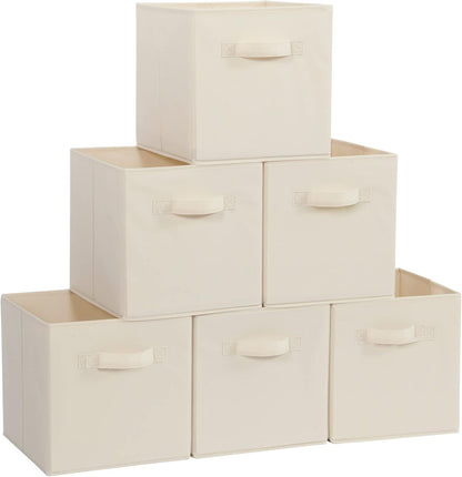 STORAGE MANIAC Storage Cubes, 11 Inch Durable 6 Pack Fabric Foldable Collapsible Bins with Handles for Organization, Closet, Shelves, Offices, Toys, Black