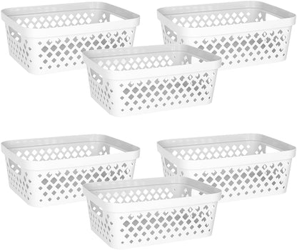 Glad Plastic Baskets for Organizing, Set of 6 | Pantry Storage for Under Counter, Linen Closet, and Bathroom | Nesting Shelf Bins with Handles, 1 Gallon, Grey