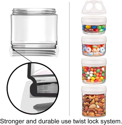 SELEWARE Portable Stackable Food Storage Containers for Snacks Formula Powder and Drinks Twist Lock System Airtight Leak-proof BPA and Phthalate Free 4 Piece Jars 31oz Blue
