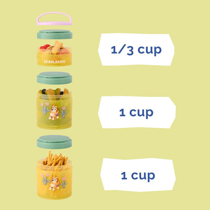 Whiskware Bluey Stackable Snack Containers for Babies, Toddlers, and Kids, 3 Stackable Snack Cups for School and Travel, Cupholder Friendly, Bluey and Bingo! Let’s Do This!
