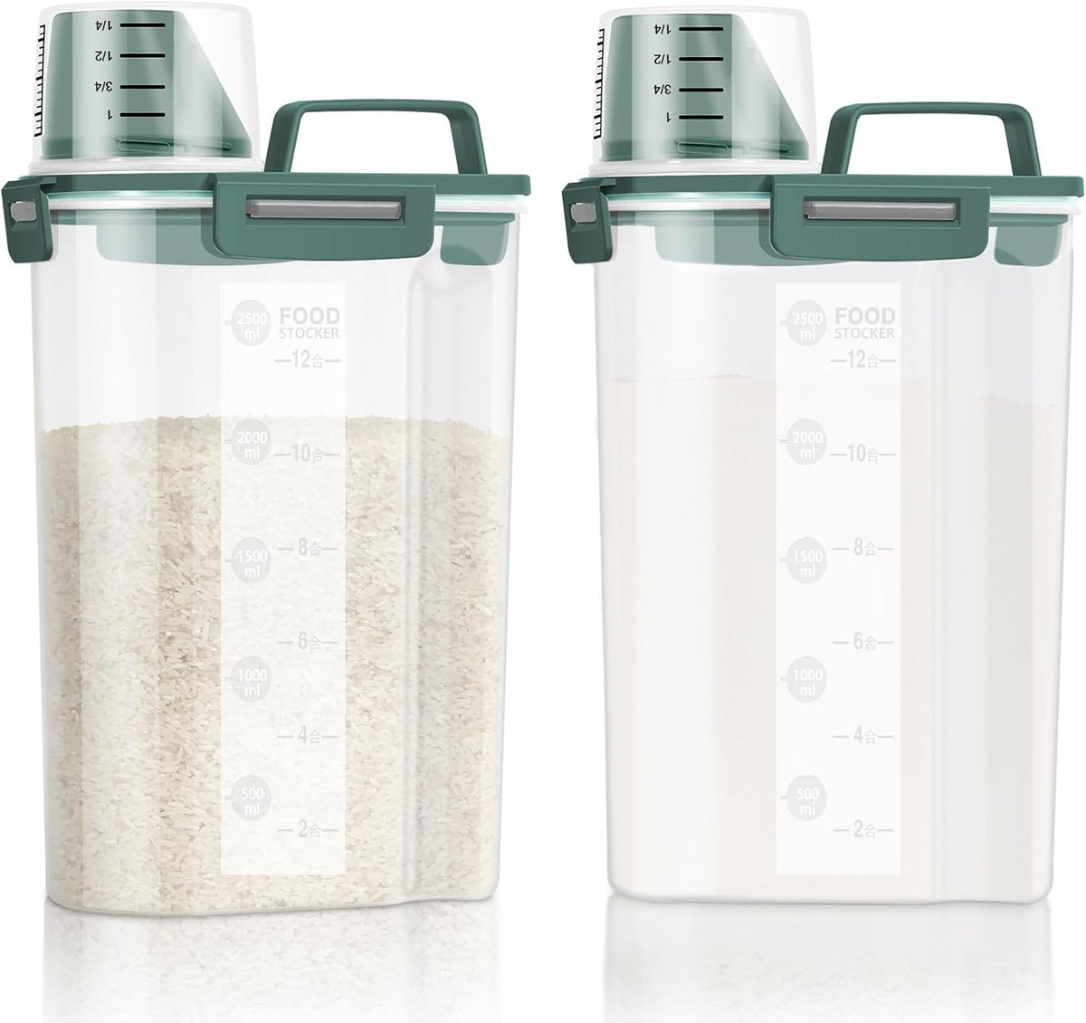LEAWALK Airtight 4 LBS Rice/Cereal/Dry Food Storage Container BPA Free, 2.11Qt Clear Plastic Kitchen and Pantry Organization Bin Suitable for Oats, Flour, Sugar, Pasta, Pet Food, etc (Clear Grey)