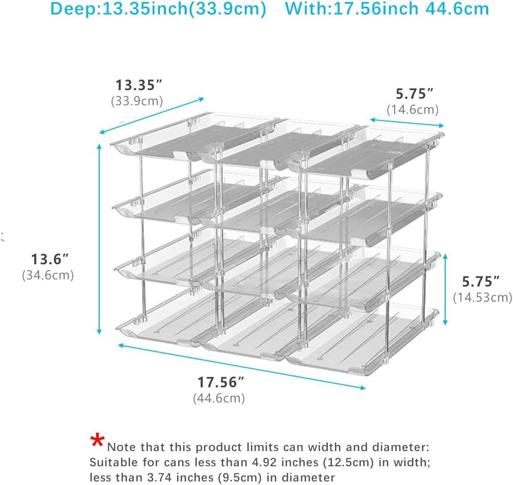 Can Organizer For Pantry, Adjustable Height And Width Canned Goods Organizer, Soup Can Organizer Holds Up to 60 Cans for Kitchen Cabinet or Refrigerator(CLear 5 Tier)