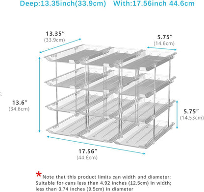 Can Organizer For Pantry, Adjustable Height And Width Canned Goods Organizer, Soup Can Organizer Holds Up to 60 Cans for Kitchen Cabinet or Refrigerator(CLear 5 Tier)