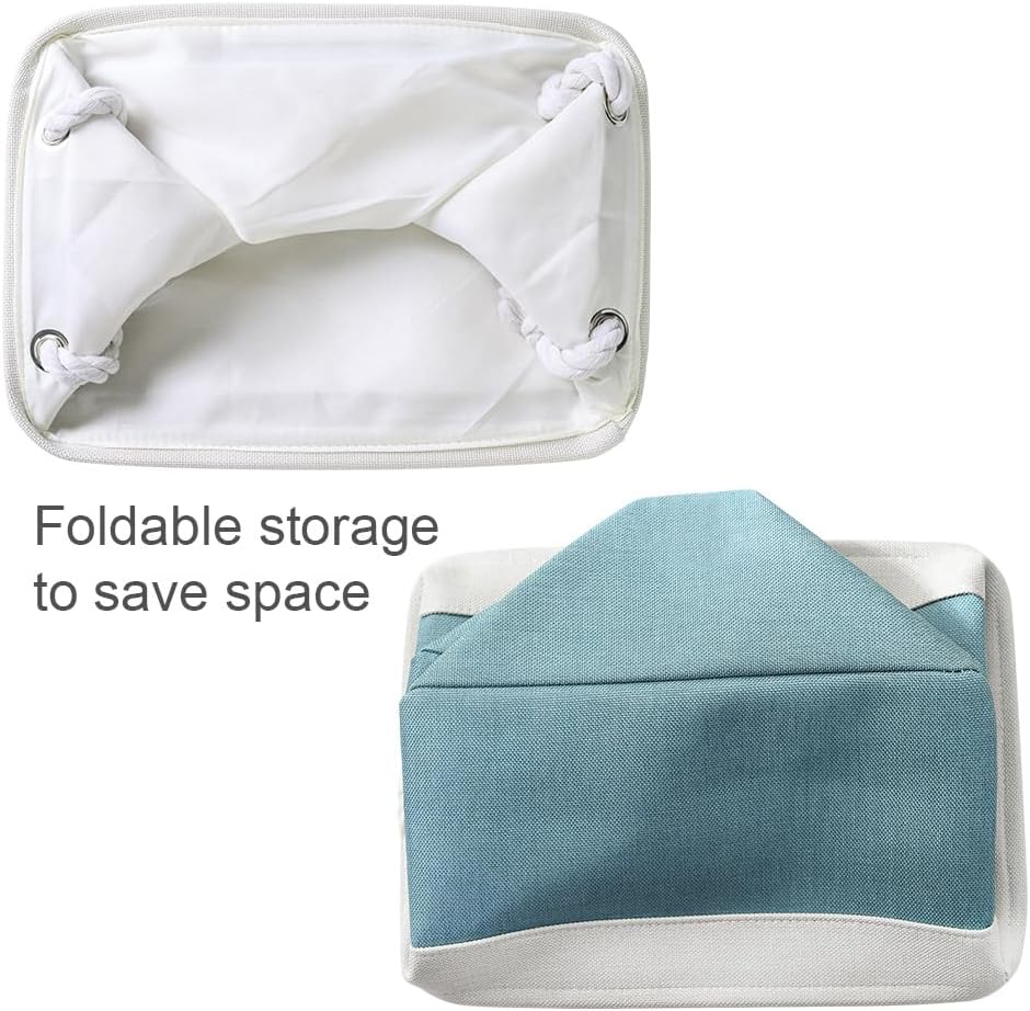 Fabric Storage Bins 12x8x5 inch [6-Pack] with Rope Handles - Decorative Baskets for Organizing