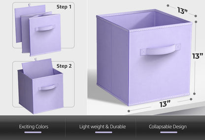 Sorbus Foldable Storage Cubes - 6 Fabric Baskets for Organizing Pantry, Closet, Shelf, Nursery, Playroom, Toy Box, Cubby -11 Inch Dual Handle Collapsible Closet Organizers and Storage Bins (Navy Blue)