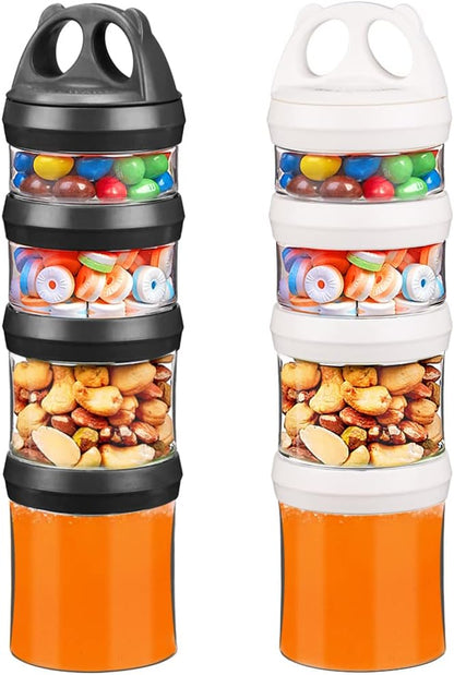 SELEWARE Portable Stackable Food Storage Containers for Snacks Formula Powder and Drinks Twist Lock System Airtight Leak-proof BPA and Phthalate Free 4 Piece Jars 31oz Blue