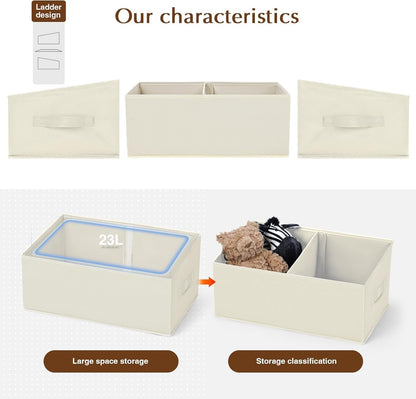 DIMJ Closet Storage Bins - Fabric Storage Baskets for Shelves, Collapsible Closet Organizers and Storage with Handles, Trapezoid Shelf Organization Storage Cubes for Purse, Toys, Books, Towel, Socks