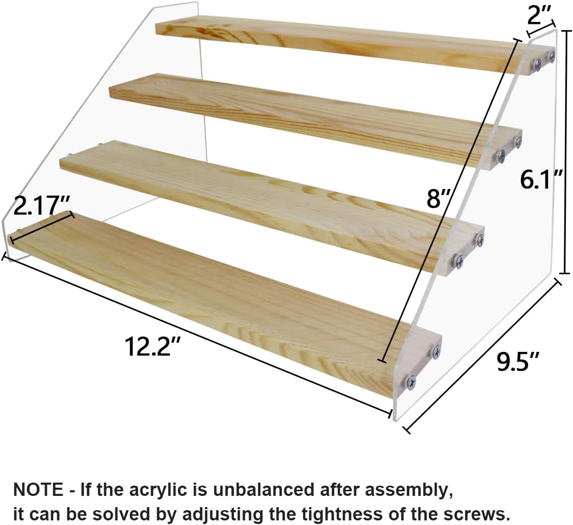 VAEHOLD Spice Rack Organizer for Cabinet & Countertop - Seasoning Organizer Spice Shelf - Space Saving Wooden Display Risers Shelf Showcase Fixtures Jewelry (5 Tier)