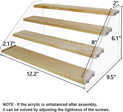 VAEHOLD Spice Rack Organizer for Cabinet & Countertop - Seasoning Organizer Spice Shelf - Space Saving Wooden Display Risers Shelf Showcase Fixtures Jewelry (5 Tier)
